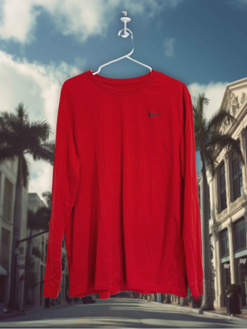 Nike Men’s Red Long Sleeve T-Shirt – Classic Athletic Lightweight Tee
